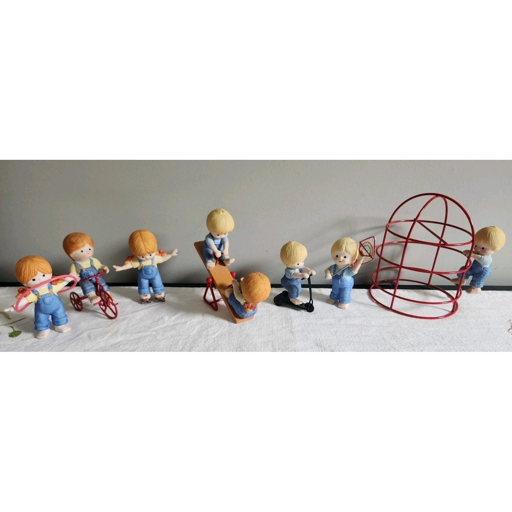 Enesco‎ Country Cousins Lot Playground, Jungle Gym See Saw Scooter Kite Tricycle